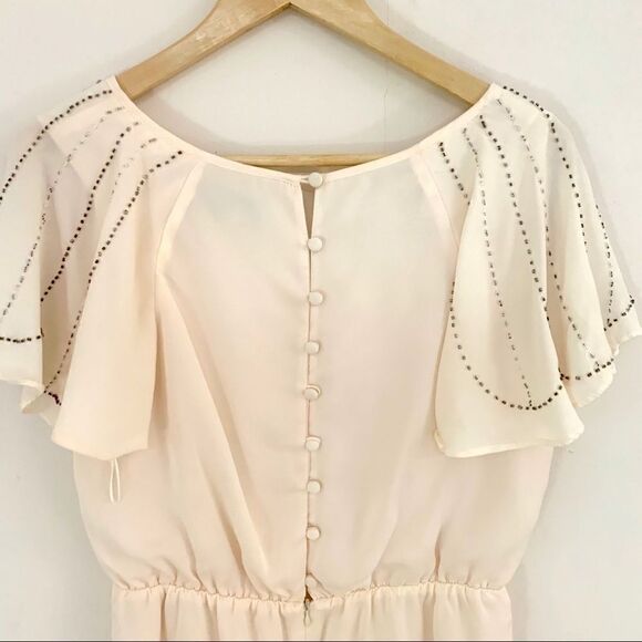 VINTAGE STUNNING BEADED FLUTTER SLEEVE DRESS - Picture 8 of 8